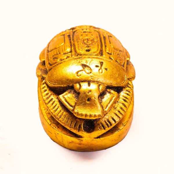 Gold leaf Ancient Egyptian Scarab - Egyptian Beetle Scarab - Good luck Scarab - Made in Egypt with care and love.