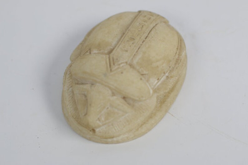 The Good luck SCARAB symbol of Good luck with The Egyptian hieroglyphs made from lime stone our item is made with Egyptian soul image 2