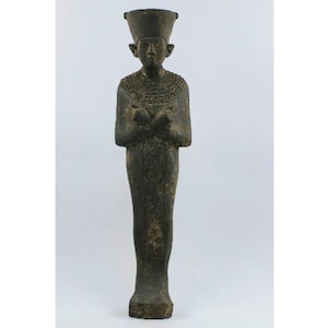 Ushabti of the boy king TUTANKHAMUN, With unique Carving on it, Altar Statue, 13.7&quot; Basalt Stone Statue, Handmade in Egypt