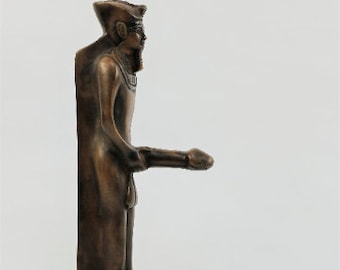 Unique Ancient Egyptian ART God MIN the god of fertility - made from Heavy BROWN stone