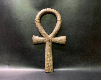 Marvelous Egyptian ANKH (key of life) with the eye of Horus -made of composite Granite stone -Altar statue made with Egyptian soul