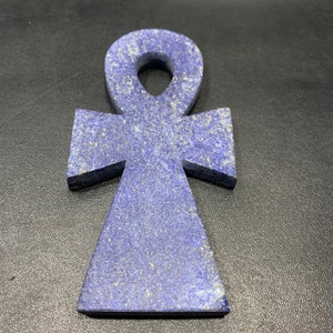 Blue Egyptian ANKH key of life with Amazing hand carving and natural color-Made of Real lapis lazuli Altar statue made with Egyptian soul image 5