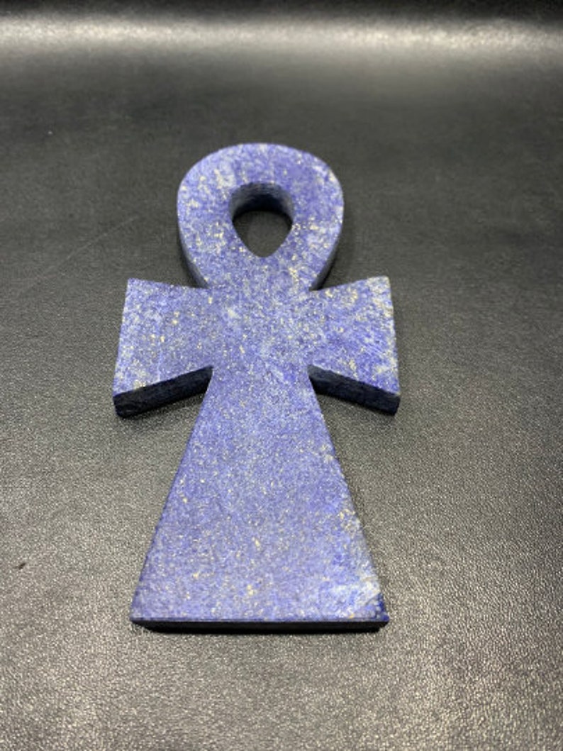 Blue Egyptian ANKH key of life with Amazing hand carving and natural color-Made of Real lapis lazuli Altar statue made with Egyptian soul image 5