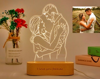 Personalized 3D Photo Lamp, Photo Engraving, Lamp Night light, Wedding Gift, Mother's Day gifts, BFF Gift, Gift for Her