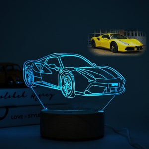 LED-Lampe mit Rennwagen, personalisierter Name, dimmbares USB-Autolicht,  Nachtlampe für Kinder, Autogeschenk -  Österreich