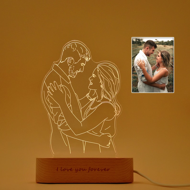 Personalized Photo Lamp, Photo Engraving, Custom Lamp Night Light, Custom 3D Lamp, Wedding Gift, Mother's Day gifts, Birthday Gift for Her 