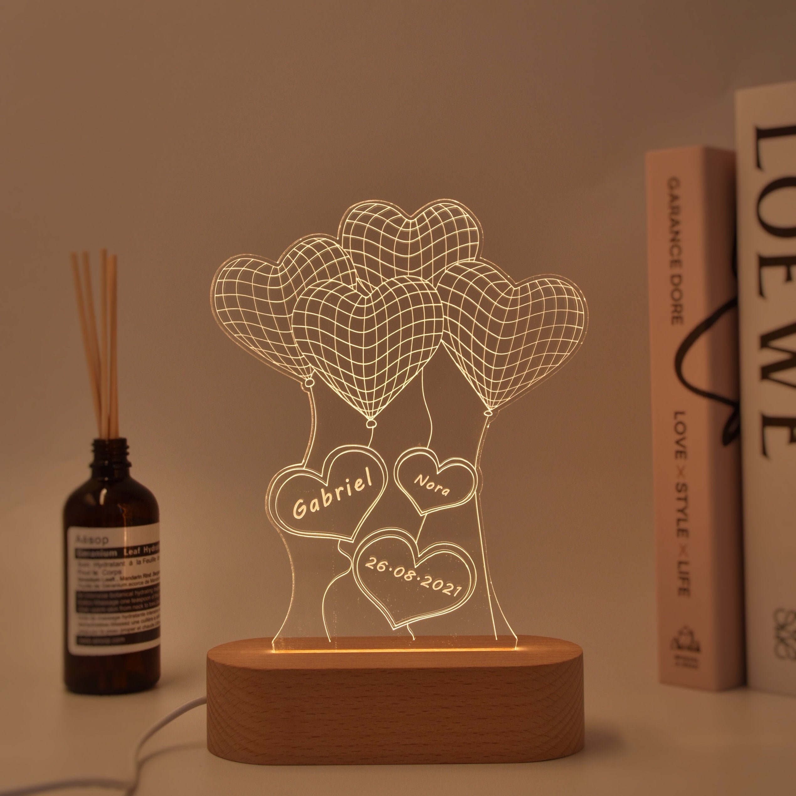 Custom Acrylic Night Lamp Personalized 3D Illusion Lamp Gift Etsy