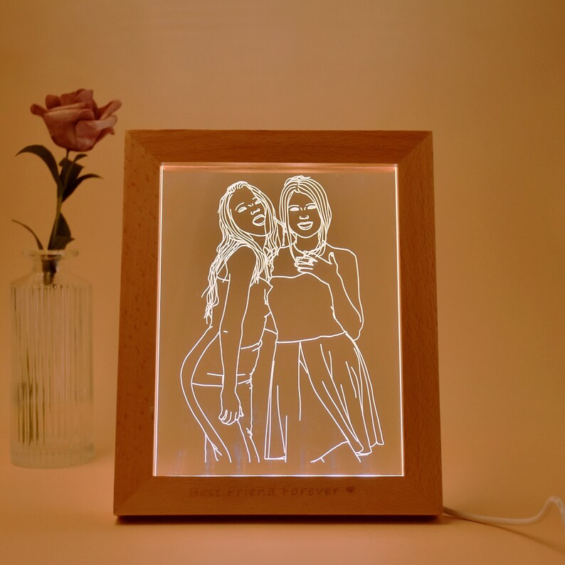 Personalized Photo Frame Lamp Photo Engraving Lamp Night Etsy