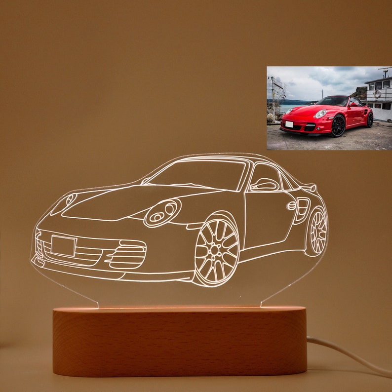 Car Guy Gift, Custom 3D Car Sketch Night Light, Super Car Truck Motorcycle 3D Photo Lamp, Lamp Gift for Him, Birthday Gift for Boyfriend 