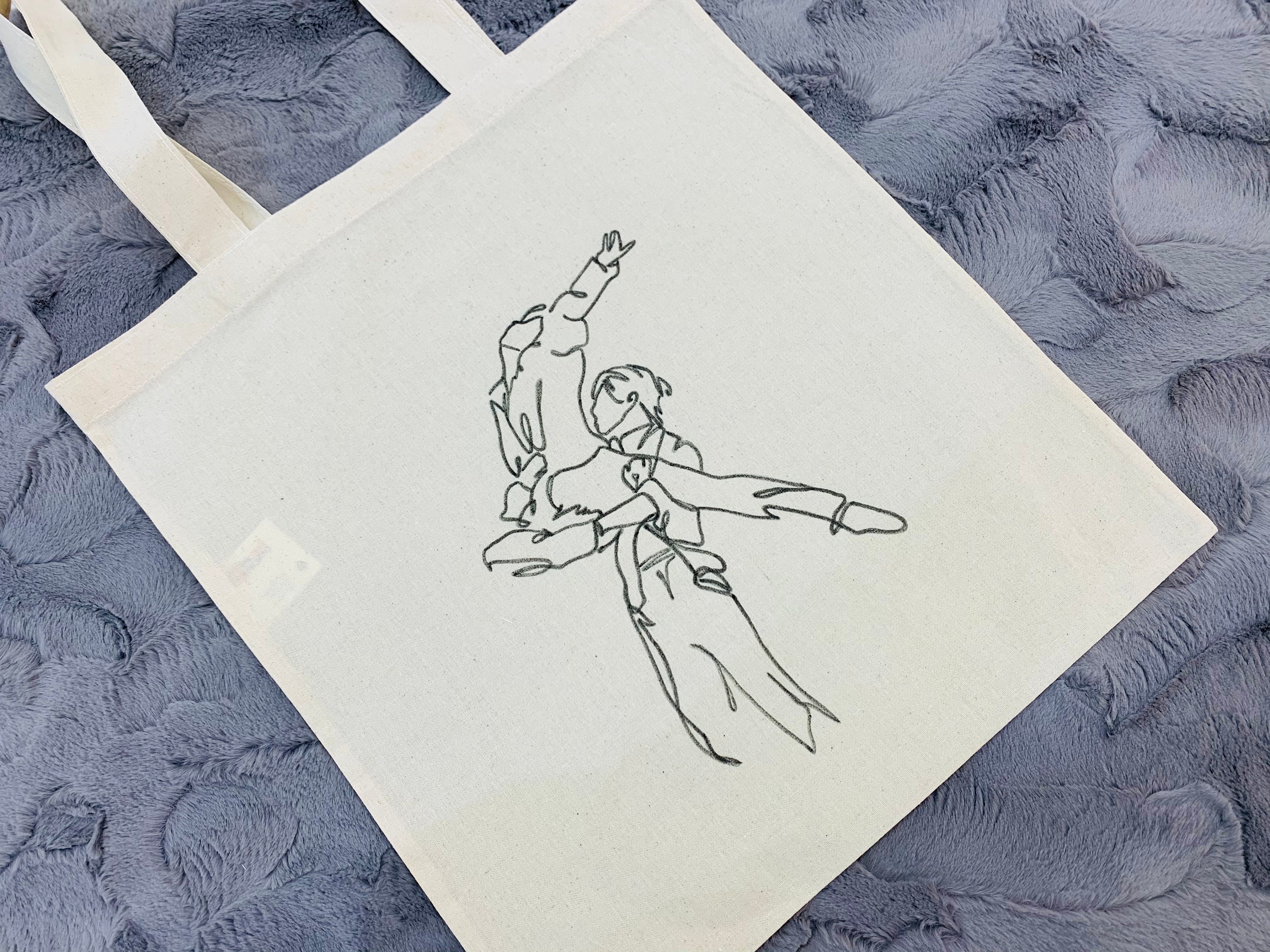 BTS Jimin and JK Black Swan Tote bag - hand painted Jimin and Jung Kook  Handmade