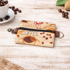 Coffee Coin Purse | Latte Zipper Pouch | Espresso Key Pouch | Barista Gift | Neutral Coffee Lover Travel Bag