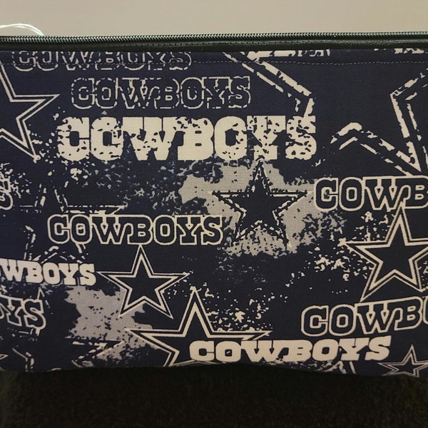 Dallas Cowboys Zipper Bag, Handmade Cotton Pouch