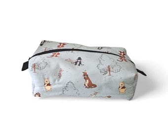 Pooh and friends Handmade Zippered Cotton Fabric Bag / 100% Cotton Storage Bag / Travel Pouch / Organizer Bag / Handmade Gift