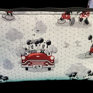 Mickey and Minnie Mouse Handmade bag , cotton Zipper Pouch, Cosmetics bag