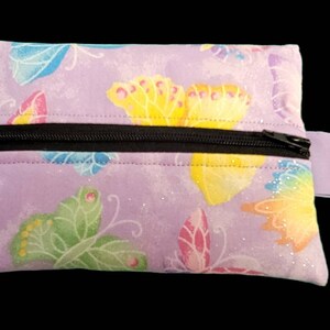 Butterfly Zipper Bag, Handmade Cotton Pouch