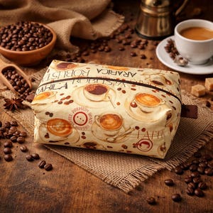 Coffee Makeup Bag | Latte Cosmetic Pouch | Espresso Travel Bag | Cappuccino Zipper Case | Coffee Lover Gift
