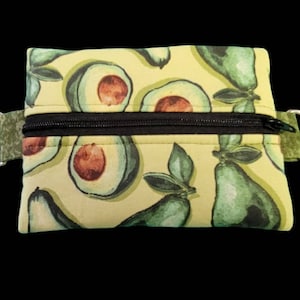 Avocado Zipper Bag, Handmade Cotton Pouch