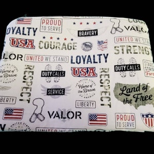 USA Zipper Bag, Handmade Cotton Pouch
