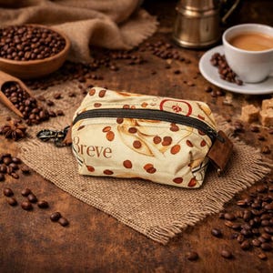 Coffee Coin Purse | Espresso Mini Zipper Pouch | Latte Makeup Bag | Barista Gift | Coffee Lover Travel Pouch