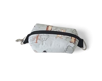 Pooh and Friends Mini Zippered Cotton Fabric Bag /100% Cotton Storage Bag / Washable Mini Organizer / Eco-Friendly Fabric Pouch