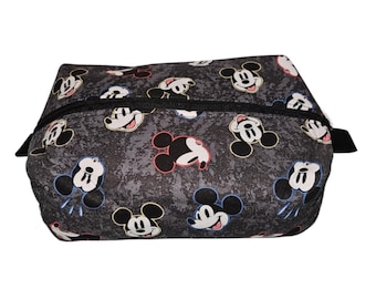 Mickey Mouse Zipper Bag, Handmade Cotton Pouch