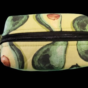 Avocado Zipper Bag, Handmade Cotton Pouch