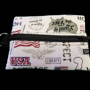 USA  Zipper Bag, Handmade Cotton Pouch