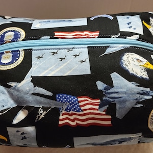XL (Extra Large) Large Airforce Zipper Bag, Handmade Cotton Pouch, Military Fabric