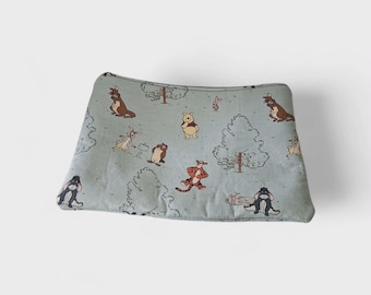 Pooh and friends Handmade Zippered Cotton Fabric Bag / 100% Cotton Pouch / Handmade Organizer / Travel Makeup Bag / Eco-Friendly Fabric Bag