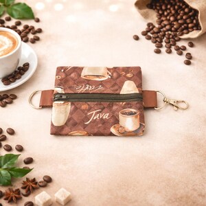 Coffee Key Pouch | Java Coin Purse | Espresso Zipper Bag | Latte Travel Pouch | Barista Lover Gift