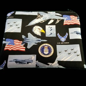 Airforce Zipper Bag, Handmade Cotton Pouch
