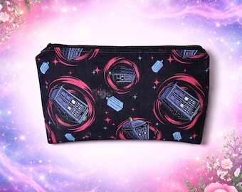 Sci Fi Makeup Bag | Dr Who Galaxy Zipper Pouch | Time Travel Inspired Cosmetic Bag | Geek & Fandom Gift