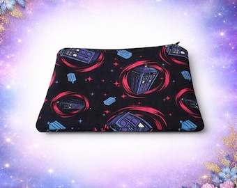 Sci Fi Zipper Pouch | Galaxy Makeup Bag | Dr Who Tardis Inspired Cosmetic Bag | Geek & Fandom Gift