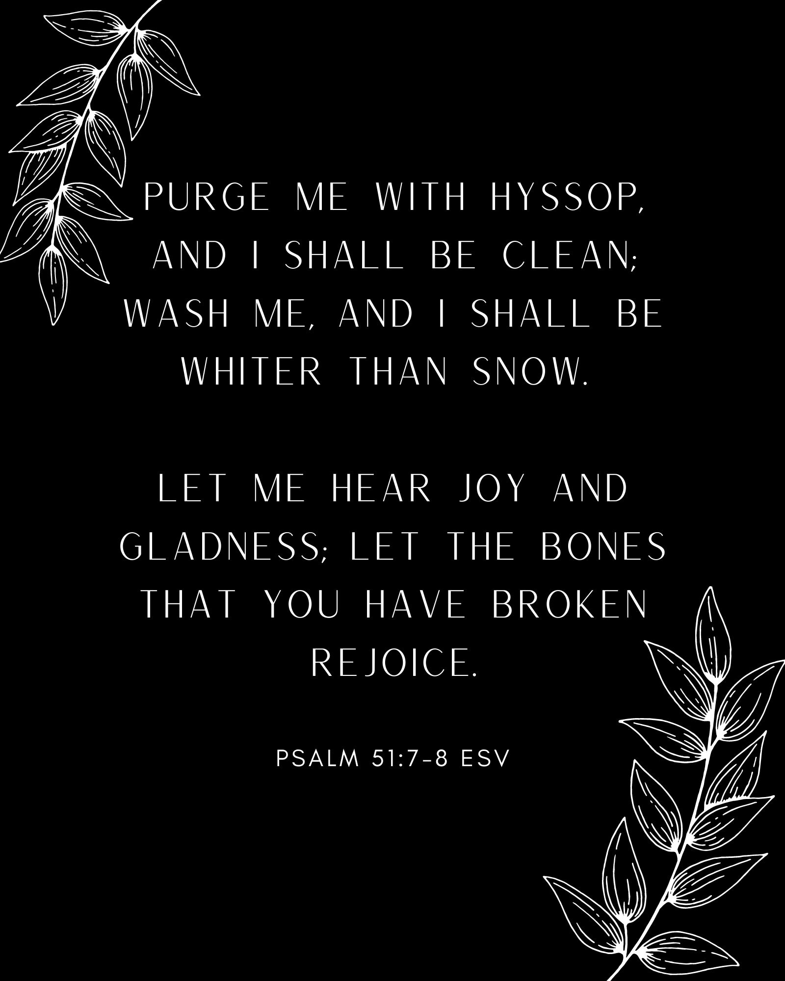 Psalm 51 7 8 ESV Scripture Print Greenery Etsy