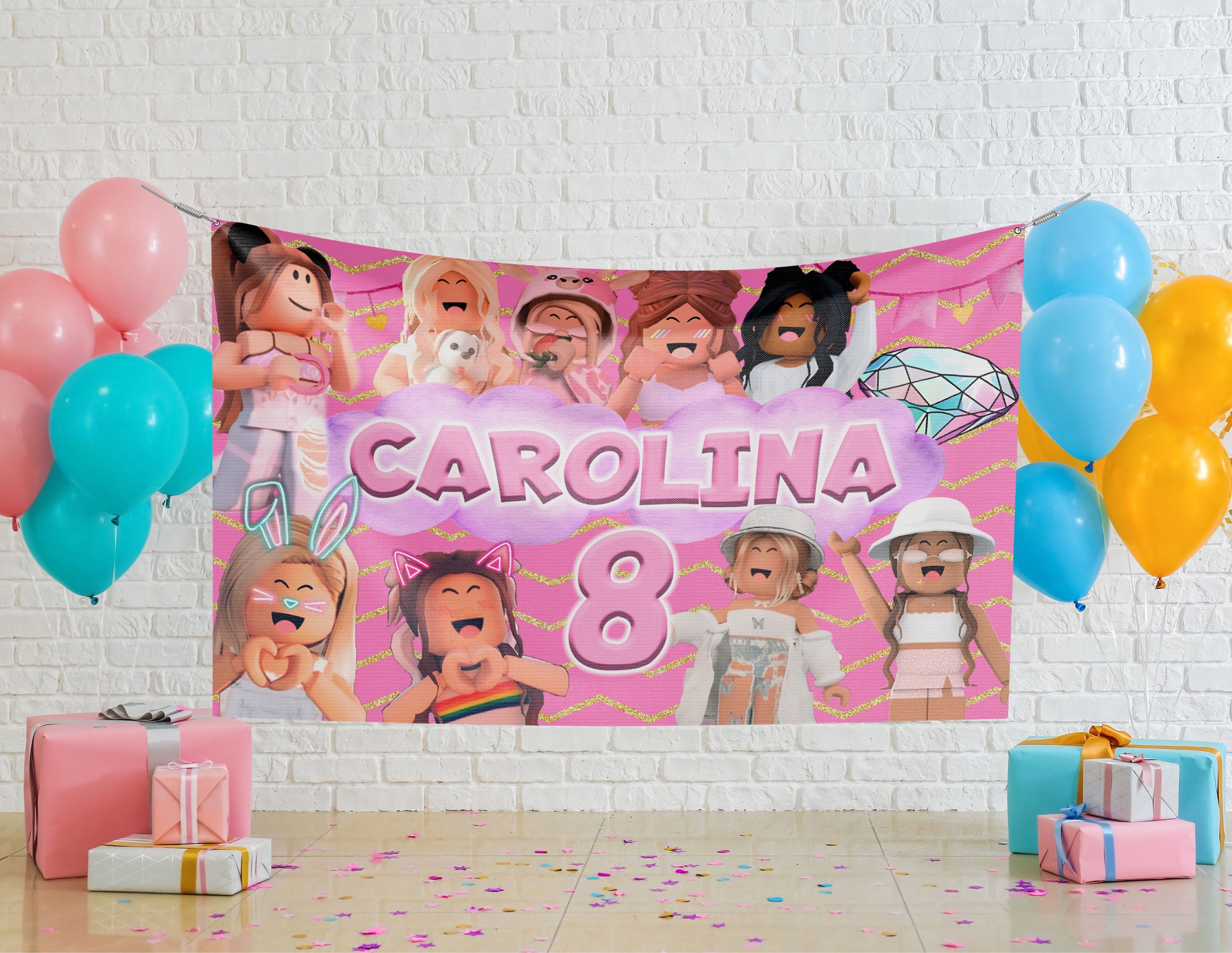 ROBLOX Birthday Backdrop Roblox Banner Roblox Party Party Etsy
