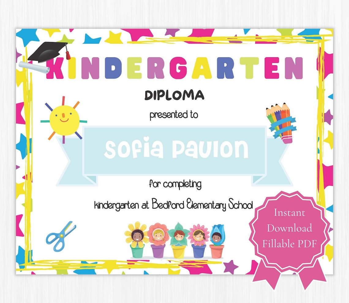 kindergarten diploma homeschool diploma kindergarten etsy