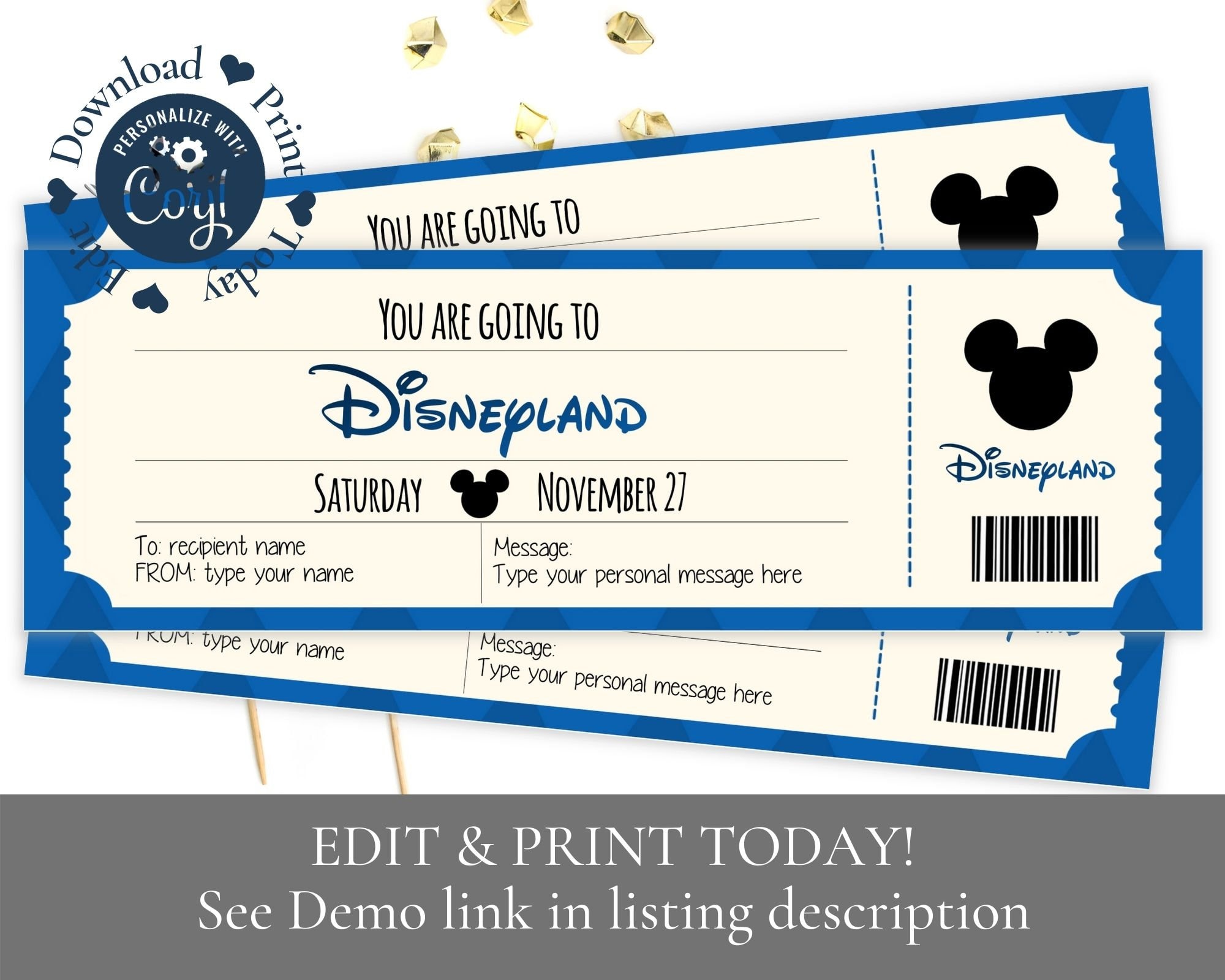 Disneyland Gift Ticket Surprise Ticket Birthday Gift Ticket Etsy