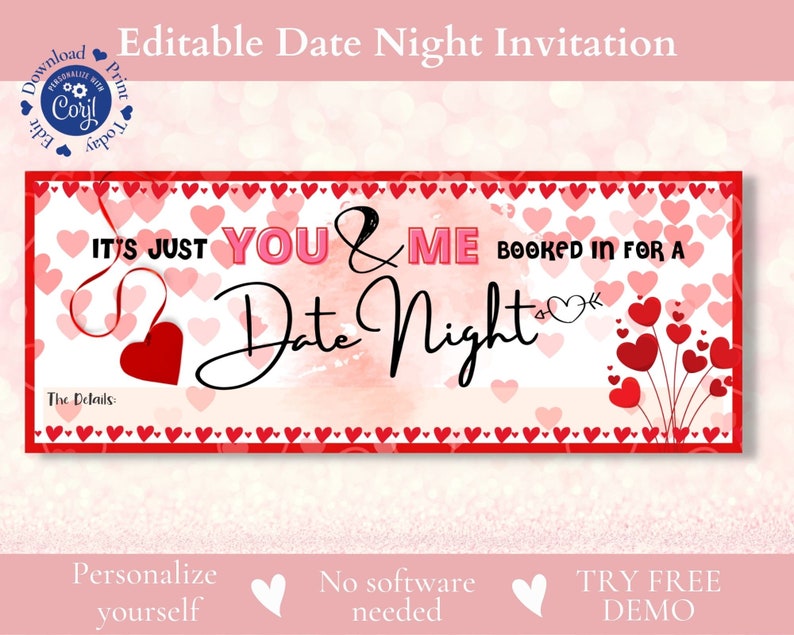 Editable Date Night Invitation Valentine's Date Night Etsy Editable Date Night Invitation Valentine's Date Night Etsy