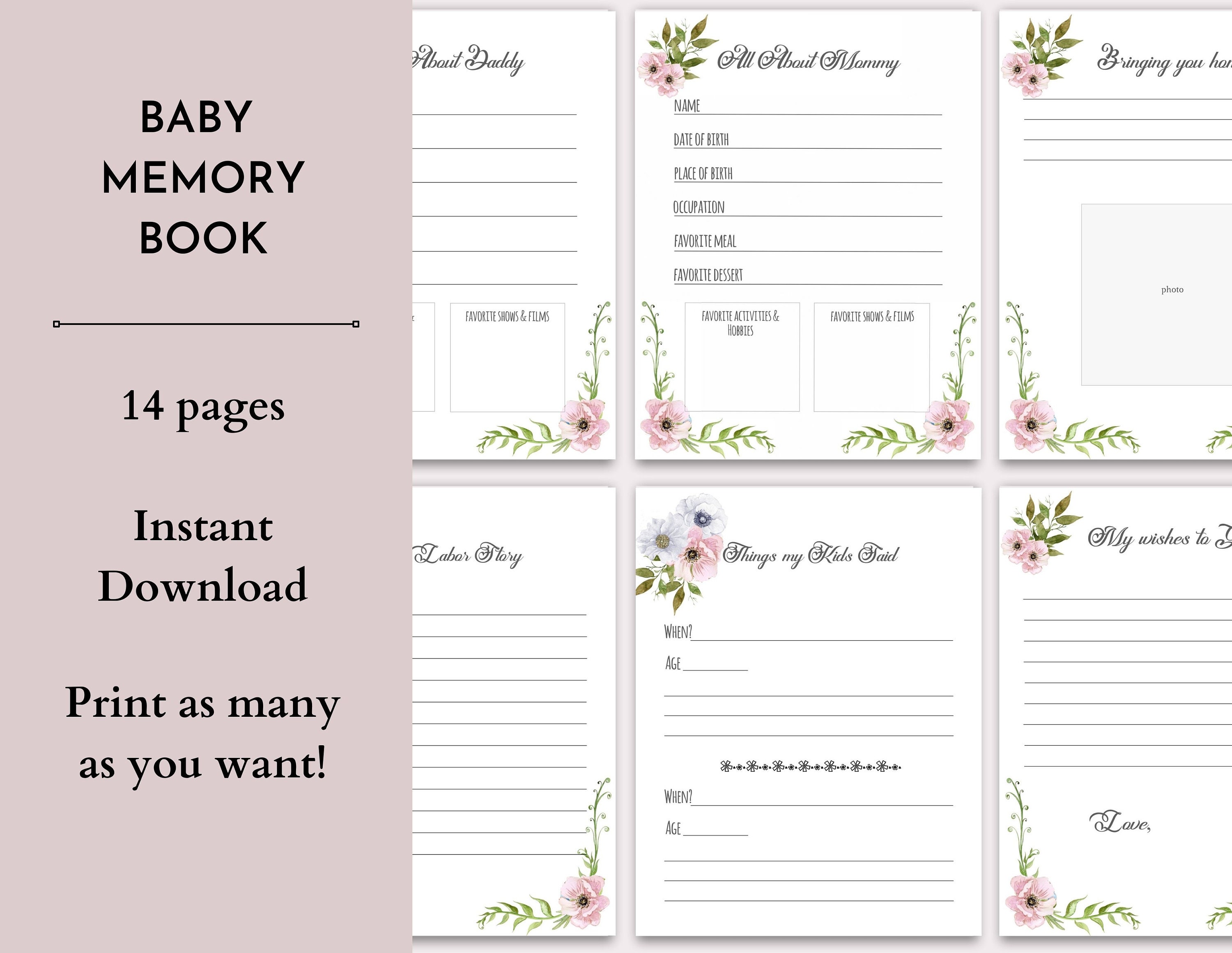 Baby Memory Book Baby Journal Keepsake Book Baby Book Etsy