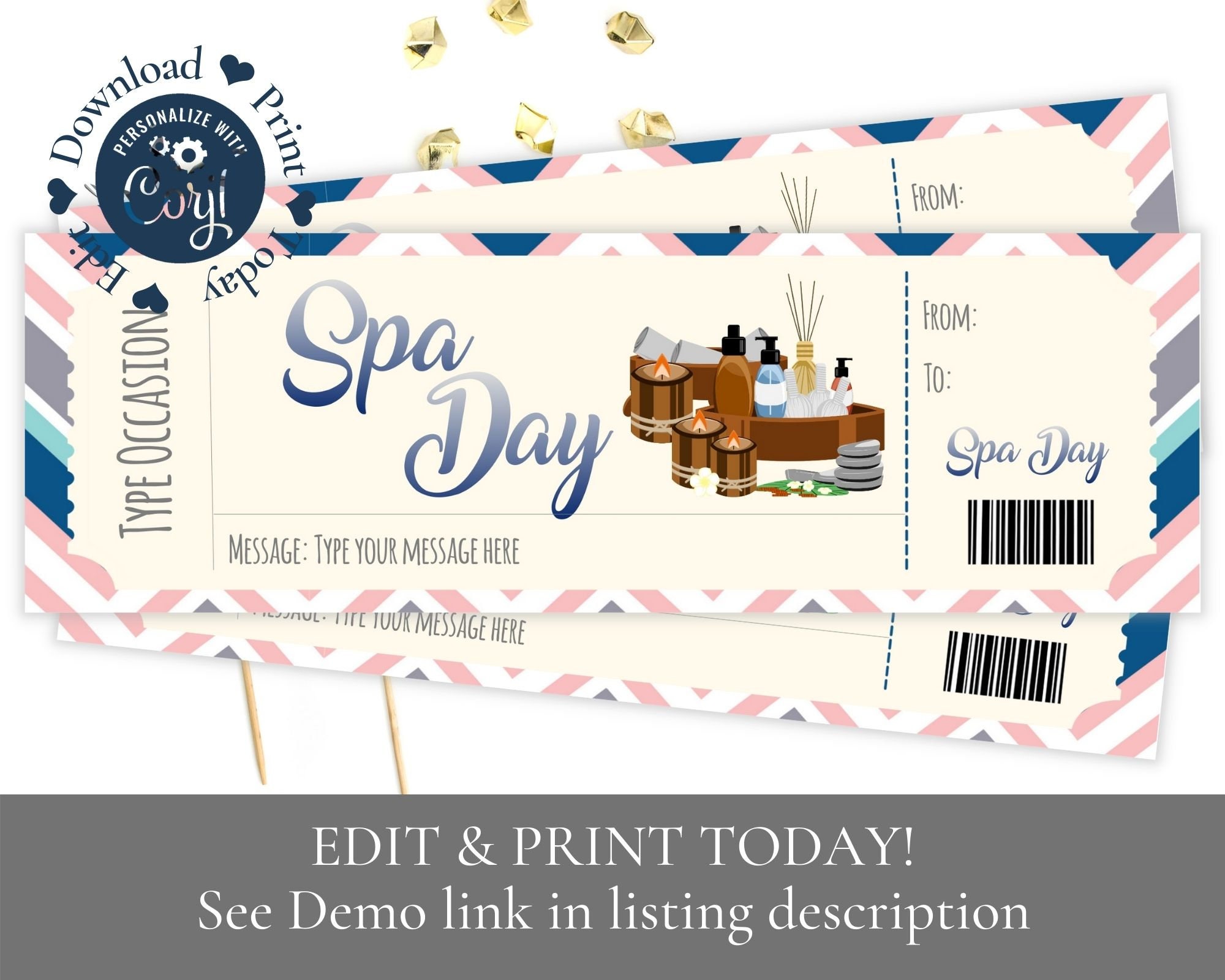 Spa Day Gift Ticket Surprise Ticket Birthday Gift Spa Day Etsy