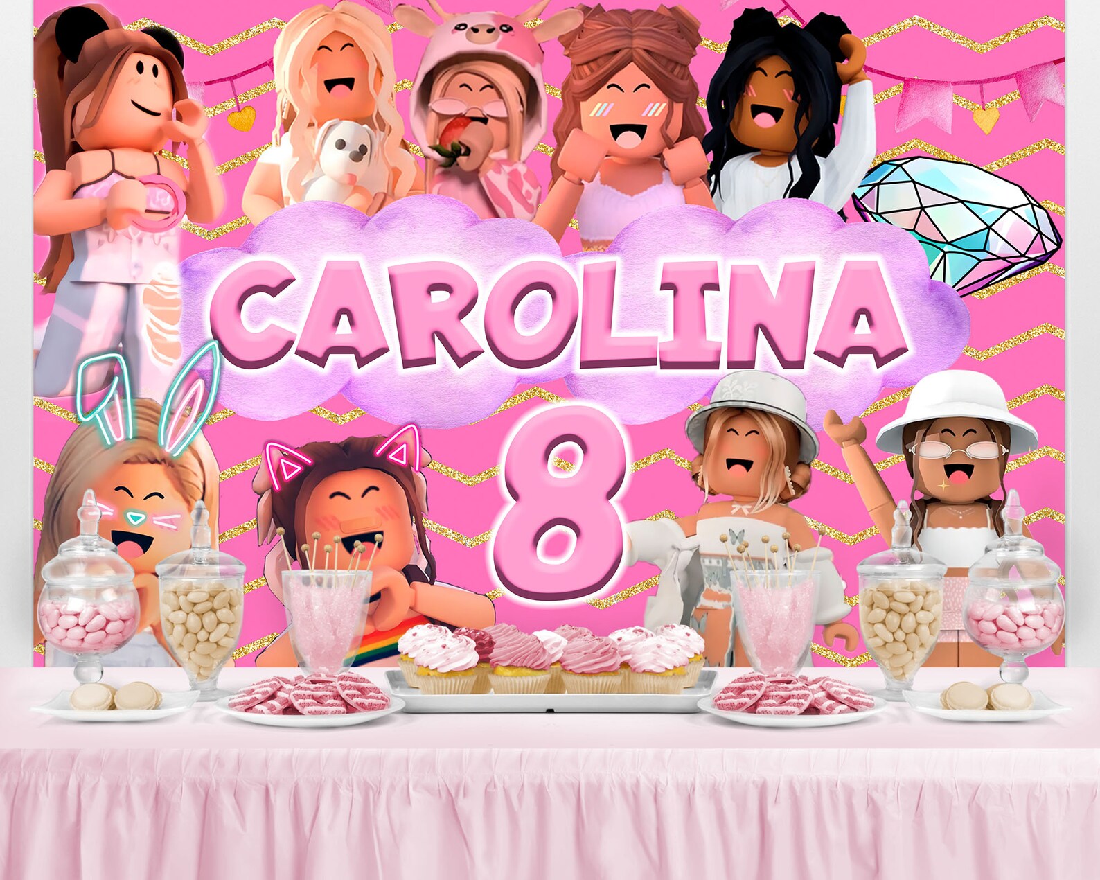 ROBLOX Birthday Backdrop Roblox Banner Roblox Party Party Etsy