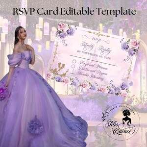 May include: An RSVP card template with the text "RSVP Card Editable Template" at the top. The card features floral accents and the words "Kindly Replay" and "BY NOVEMBER 10, 2026". The card also includes options to accept or decline the invitation.