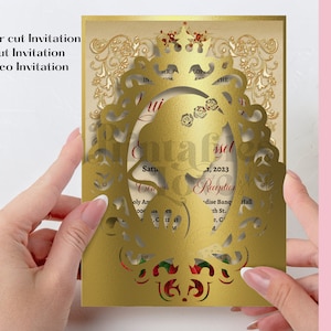 SVG Snow White Invitation, 5x7&quot; Quinceanera Invitation DXF, PNG. Envelope Template, Pocket Princess Invitation, Laser Cut. Digital Download