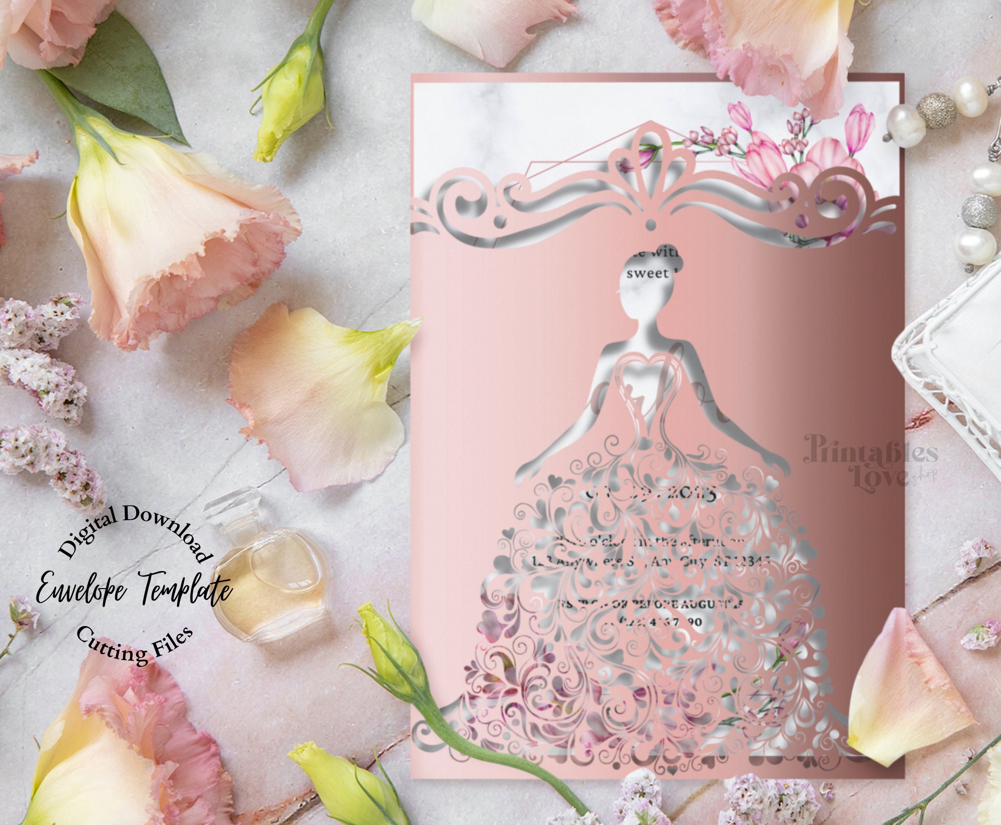 Laser Cut Dress Invitation SVG: Quinceanera Pocket Design (digital Download)