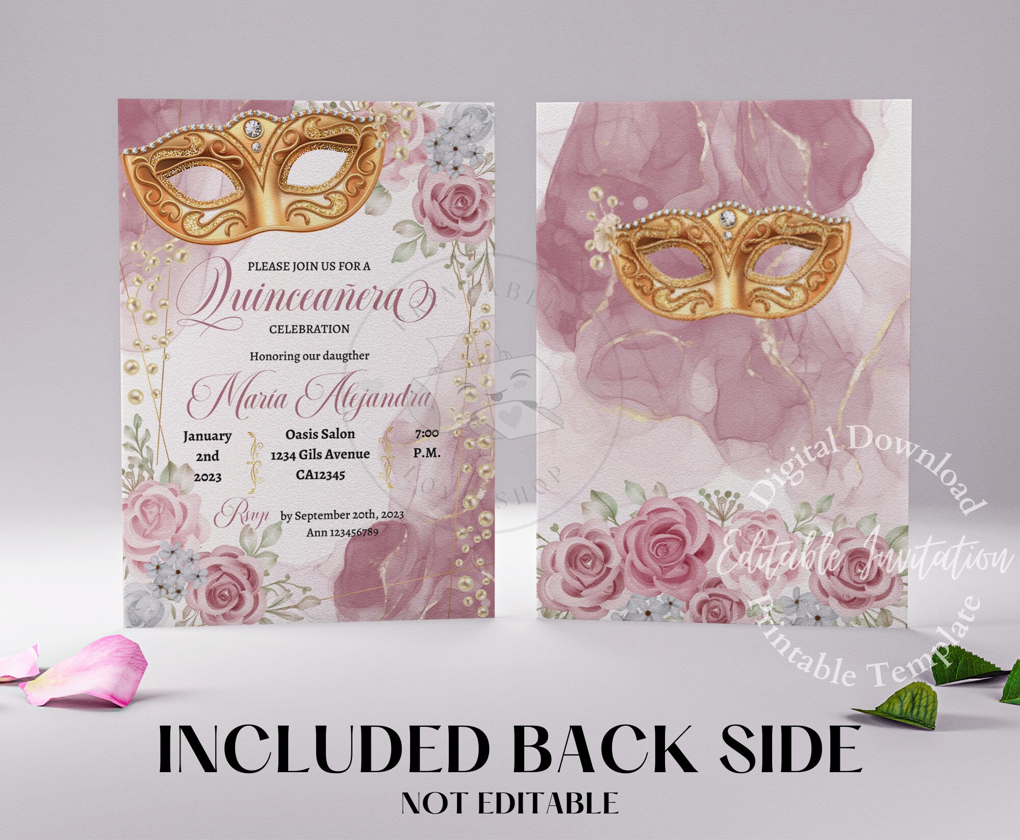 5x7 Masquerade Mardi Gras Quinceanera Invitation Etsy