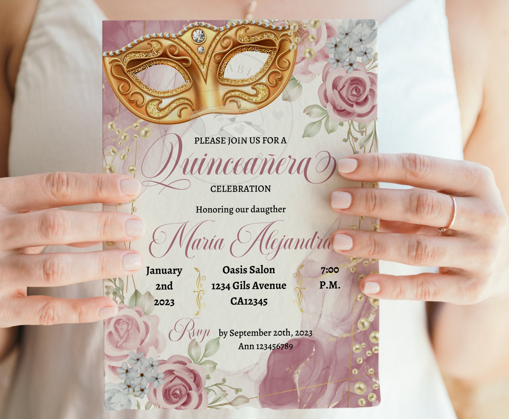 5x7 Masquerade Mardi Gras Quinceanera Invitation Etsy