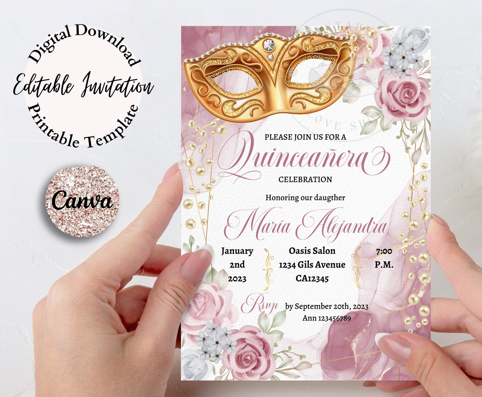 5x7 Masquerade Mardi Gras Quinceanera Invitation Etsy