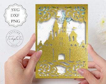 Laser Cut Castle Invitation: Quinceanera Template (SVG, DXF, PNG)