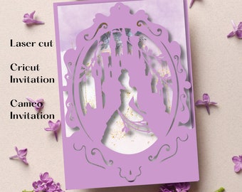 Laser Cut Princess Invitation SVG: Quinceanera, Cricut, Silhouette (Digital Download)
