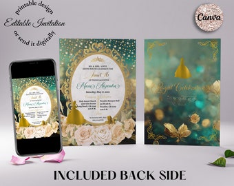 Princess Tiana Invitation Sweet 16 Invitation: Editable Canva Template 5x7 (Digital Download)